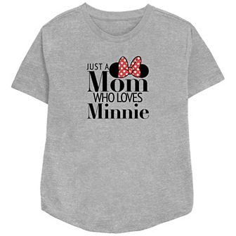Disney Minnie Mouse Women's Just A Mom Who Loves Minnie Relaxed Fit Graphic Tee