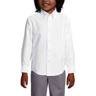 Boys 8-20 Lands' End Husky School Uniform Solid Oxford Dress Shirt