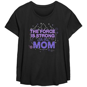 Plus Size Star Wars The Force Is Strong With This Mom Scoop Hem Flowy Graphic Tee