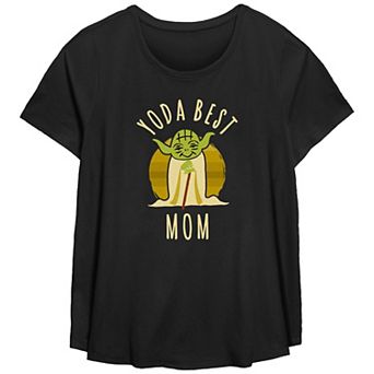 Plus Size Star Wars Yoda Best Mom Scoop Hem Flowy Graphic Tee