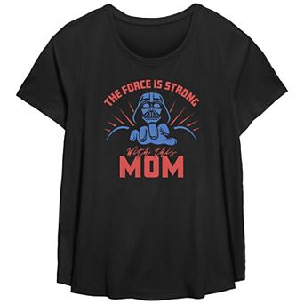 Plus Size Star Wars The Force Is Strong With This Mom Scoop Hem Flowy Graphic Tee