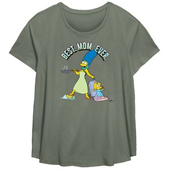 Plus Size The Simpsons Best Mom Ever Scoop Hem Flowy Graphic Tee