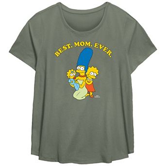 Plus Size The Simpsons Marge Best Mom Ever Scoop Hem Flowy Graphic Tee
