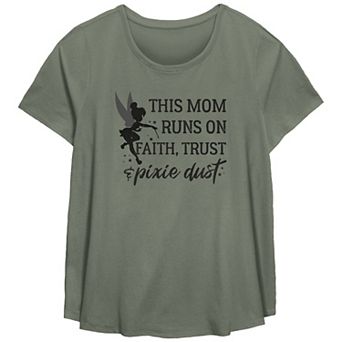 Disney Tinker Bell Plus Size This Mom Runs On Faith Trust And Pixie Dust Scoop Hem Flowy Graphic Tee