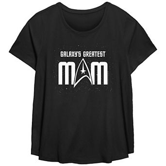 Plus Size Star Trek Galaxy's Greatest Mom Badge Scoop Hem Flowy Graphic Tee