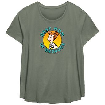 Plus Size The Flintstones Best Mom In Bedrock Scoop Hem Flowy Graphic Tee