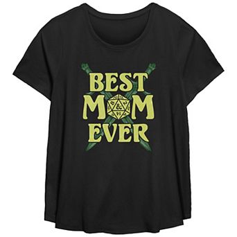Plus Size Dungeons & Dragons Best Mom Ever Scoop Hem Flowy Graphic Tee