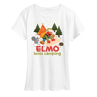 Women's Sesame Street Elmo Loves Camping Graphic Tee