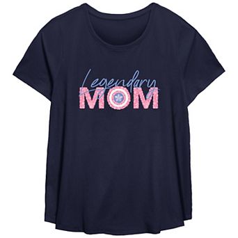 Plus Size Captain America Legendary Mom Scoop Hem Flowy Graphic Tee