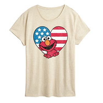 Women's Sesame Street Elmo Flag Heart Graphic Tee
