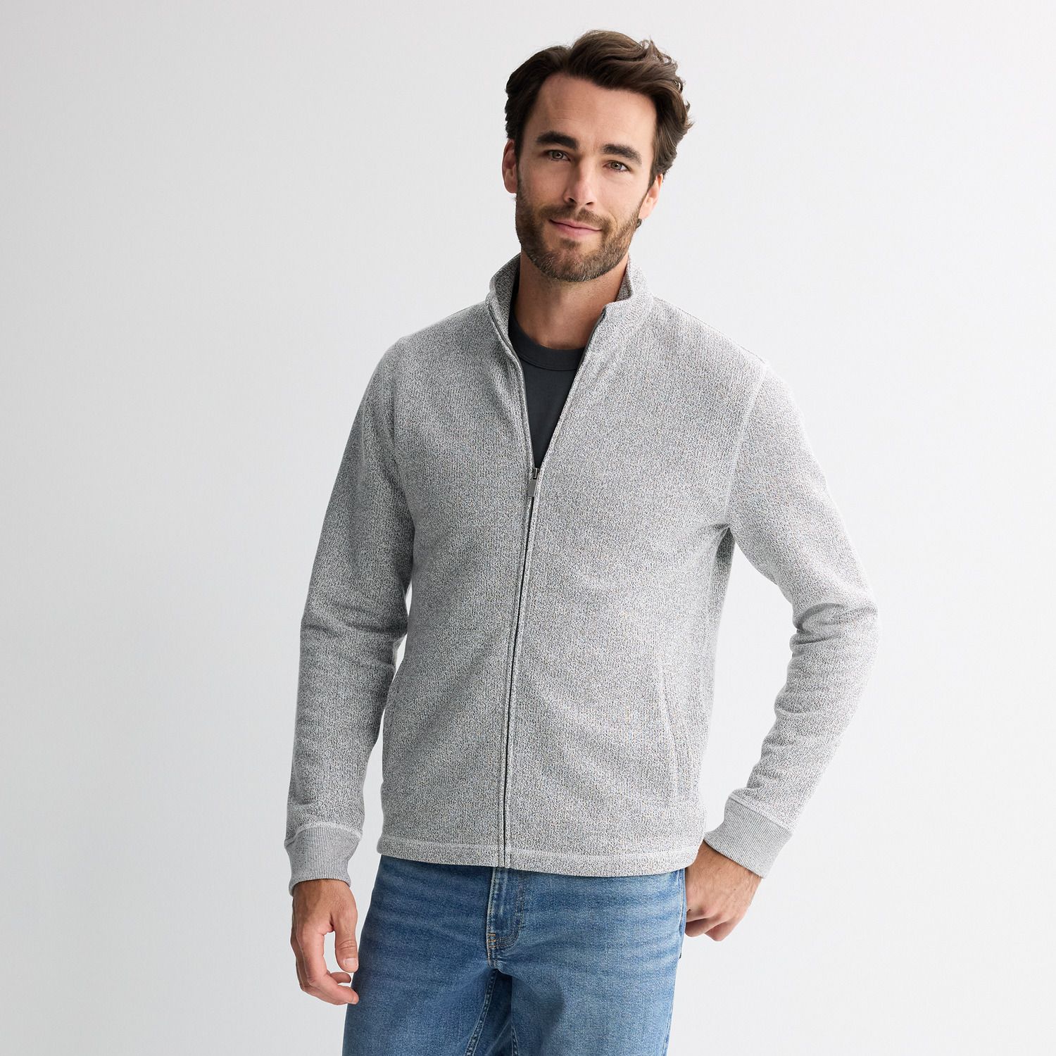 Мужской свитер Sonoma Goods For Life Sweater Fleece Full-Zip, цвет: Бежевый — фото 1