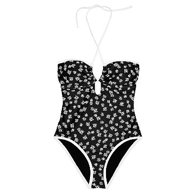 Juniors' Ninety-Nine° Cut-Out Halter One-Piece Swimsuit