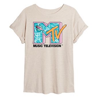 Juniors' MTV Pink Pool Oversized Tee