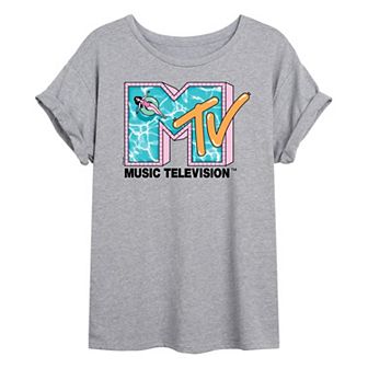 Juniors' MTV Pink Pool Oversized Tee