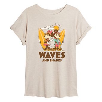 Disney's Mickey & Minnie Mouse Juniors' Waves and Shades Oversized Tee