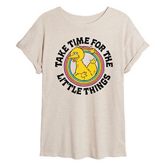 Juniors' Sesame Street Big Bird Take Time Oversized Tee