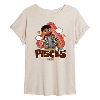 Juniors' Sesame Street Tamir Pisces Oversized Tee