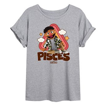 Juniors' Sesame Street Tamir Pisces Oversized Tee