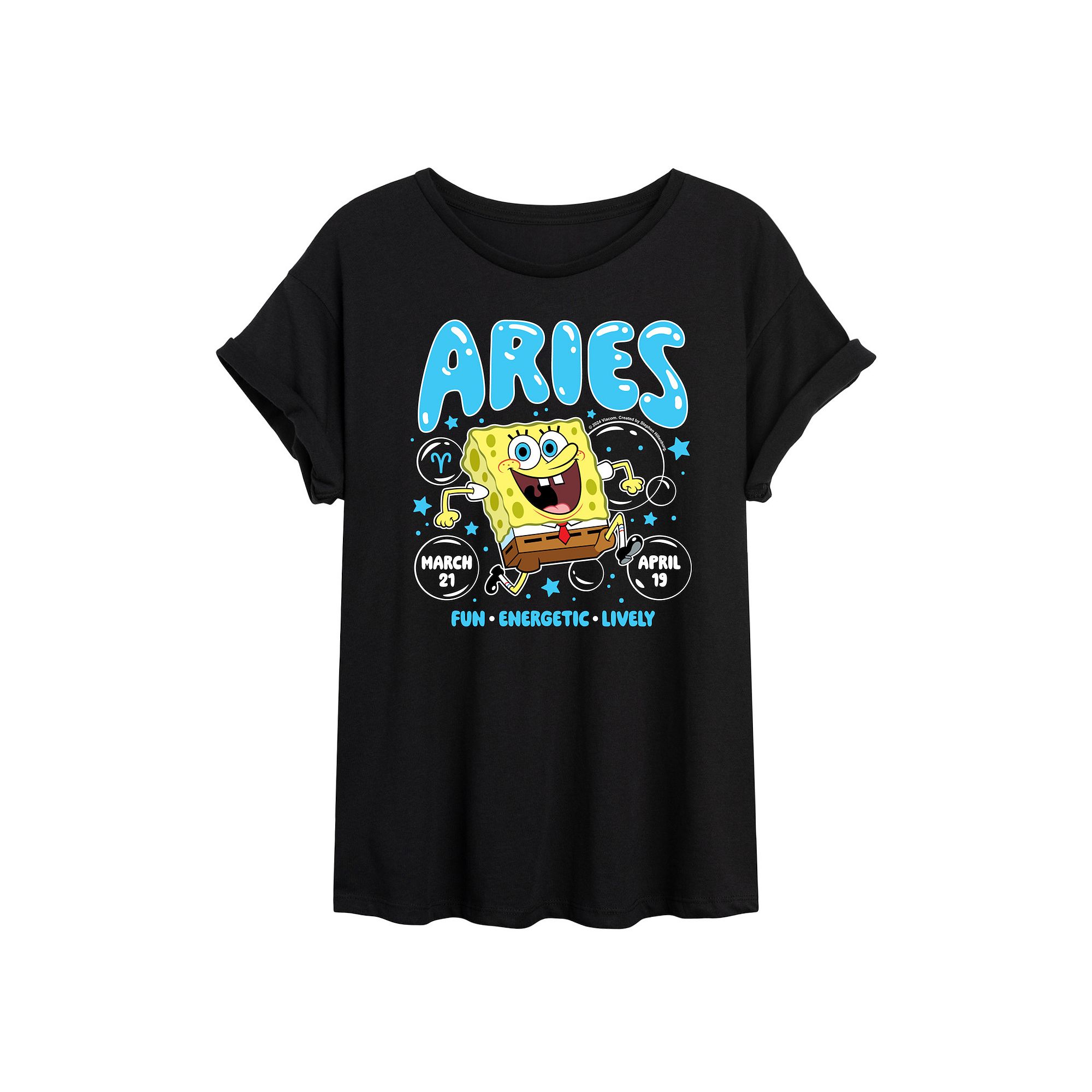 Juniors Nickelodeon SpongeBob Squarepants Aries Oversized Tee, Girls, Siz