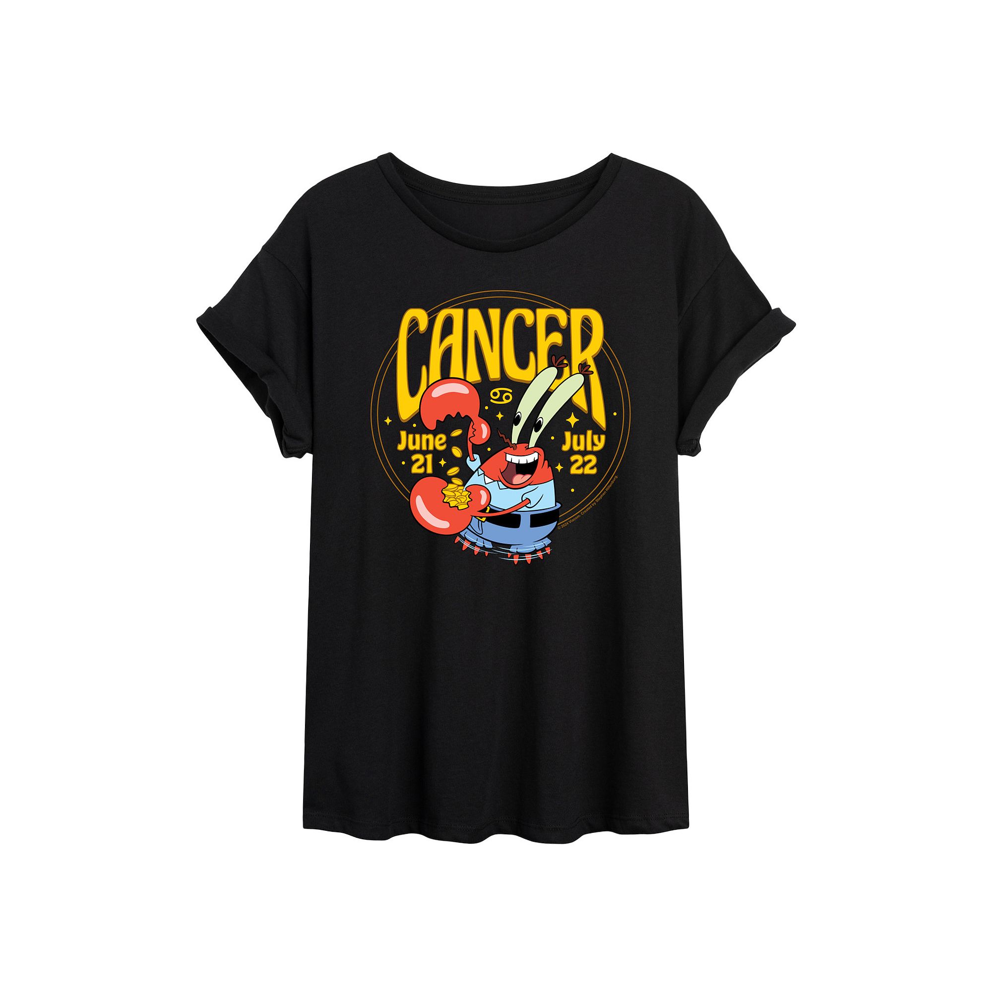 Juniors Nickelodeon SpongeBob Squarepants Mr. Krabs Cancer Oversized Tee, 