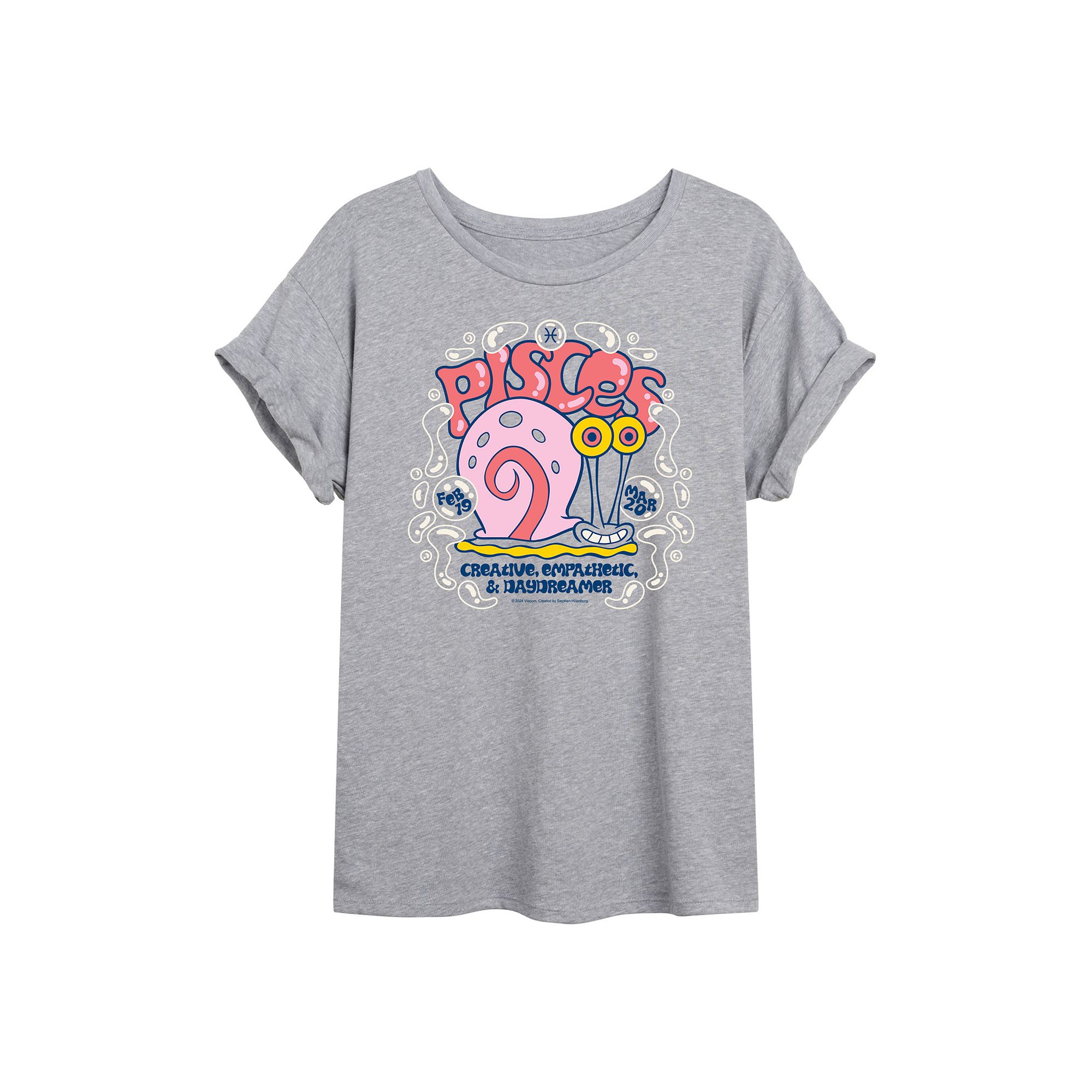 Juniors Nickelodeon SpongeBob Squarepants Gary Pisces Oversized Tee, Girl