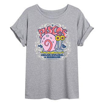 Juniors' Nickelodeon SpongeBob Squarepants Gary Pisces Oversized Tee