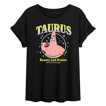 Juniors' Nickelodeon SpongeBob Squarepants Patrick Star Taurus Oversized Tee