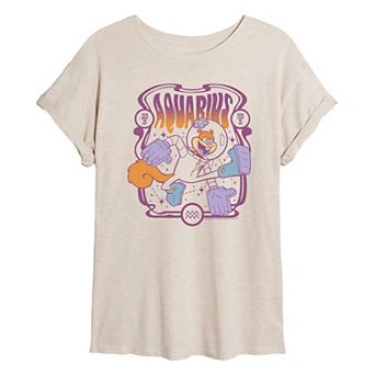 Juniors' SpongeBob SquarePants Sandy Cheeks Aquarius Oversized Tee