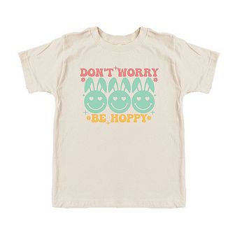 Don't Worry Be Hoppy Smiley Face With Ears Toddler Short Sleeve Graphic Tee