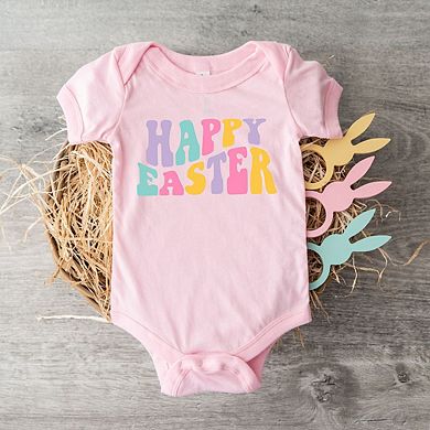 Happy Easter Wavy Colorful Baby Bodysuit