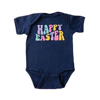 Happy Easter Wavy Colorful Baby Bodysuit