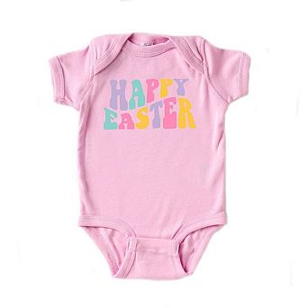 Happy Easter Wavy Colorful Baby Bodysuit