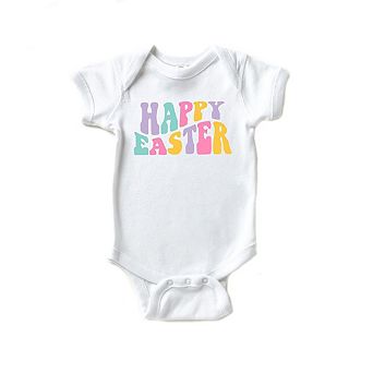 Happy Easter Wavy Colorful Baby Bodysuit