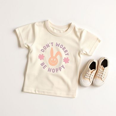 Don't Worry Be Hoppy Bunny Toddler Short Sleeve Graphic Tee