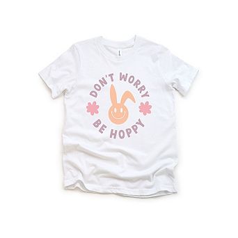 Don't Worry Be Hoppy Bunny Toddler Short Sleeve Graphic Tee