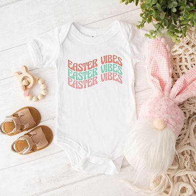 Easter Vibes Wavy Stacked Baby Bodysuit