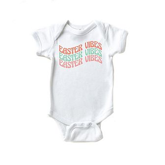 Easter Vibes Wavy Stacked Baby Bodysuit