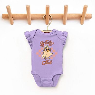 Groovy Chick Checkered Baby Flutter Sleeve Bodysuit