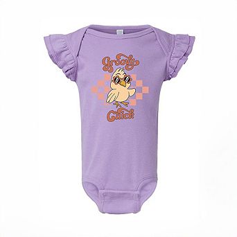 Groovy Chick Checkered Baby Flutter Sleeve Bodysuit