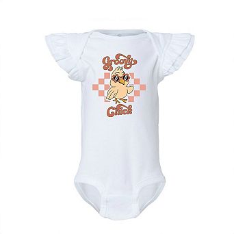 Groovy Chick Checkered Baby Flutter Sleeve Bodysuit