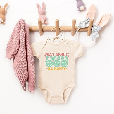 Don't Worry Be Hoppy Smiley Face With Ears Baby Bodysuit