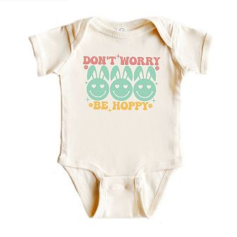 Don't Worry Be Hoppy Smiley Face With Ears Baby Bodysuit