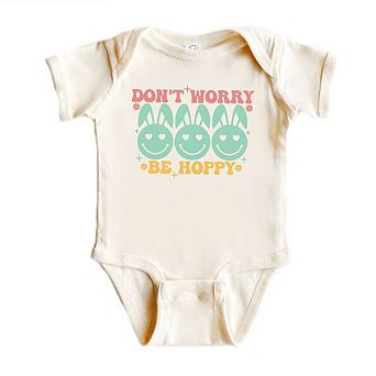 Don't Worry Be Hoppy Smiley Face With Ears Baby Bodysuit