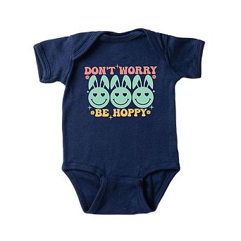 Don't Worry Be Hoppy Smiley Face With Ears Baby Bodysuit