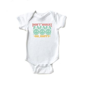 Don't Worry Be Hoppy Smiley Face With Ears Baby Bodysuit