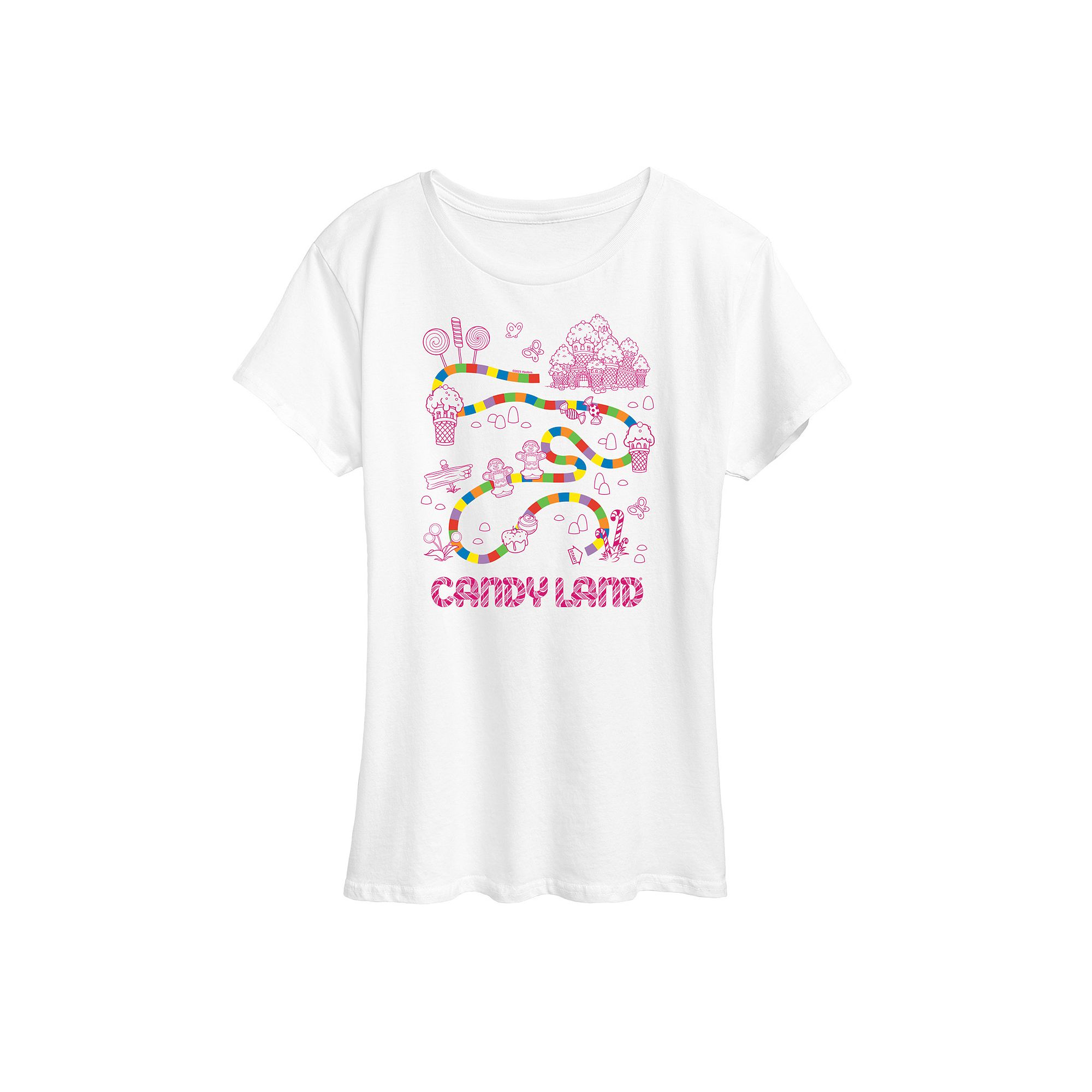 Womens Candy Land Game Board Graphic Tee by Hasbro, Size: Small, White