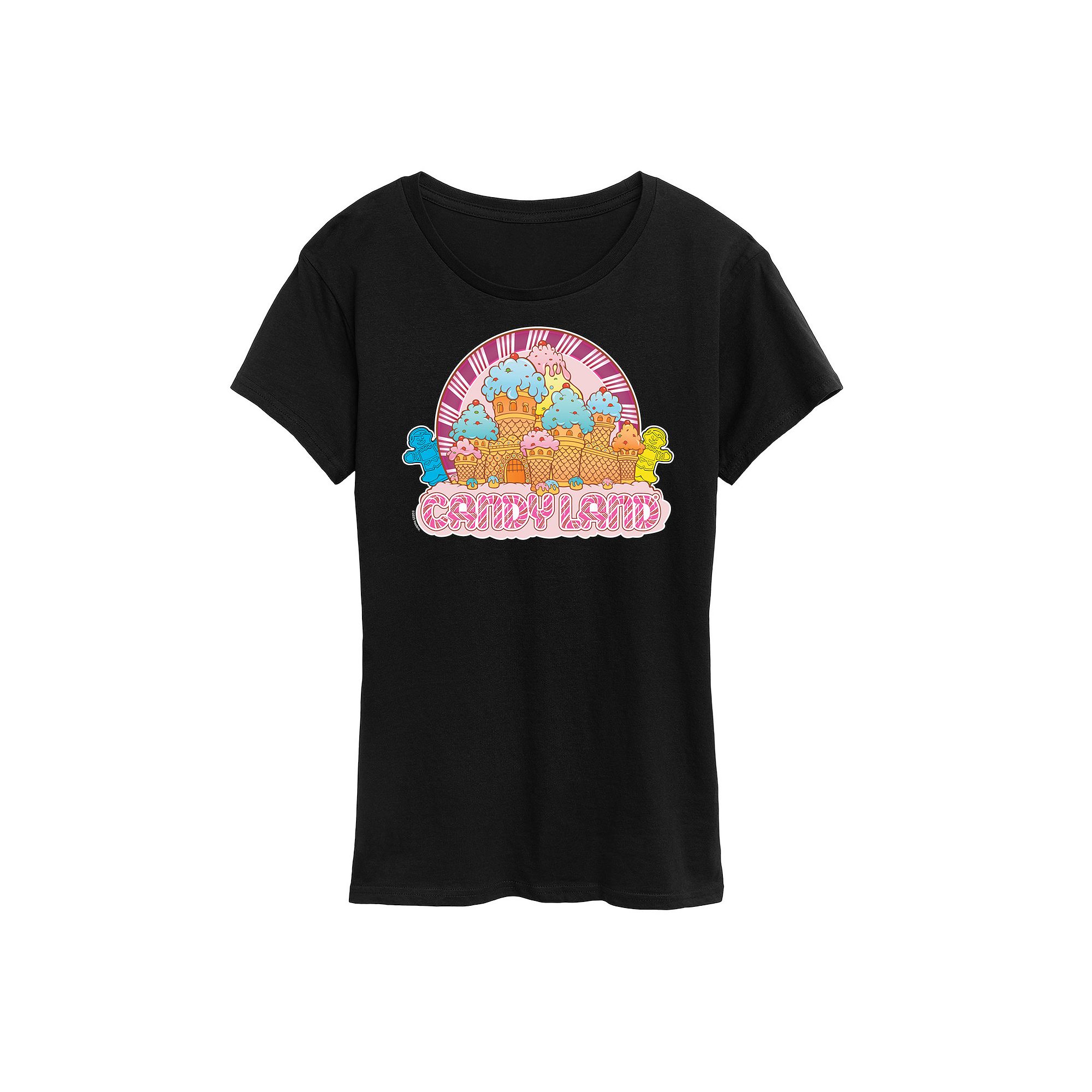 Womens Candy Land Castle Graphic Tee by Hasbro, Size: Small, Black