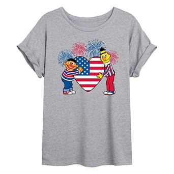 Juniors' Sesame Street Heart America Oversized Tee