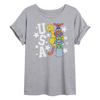 Juniors' Sesame Street USA Oversized Tee