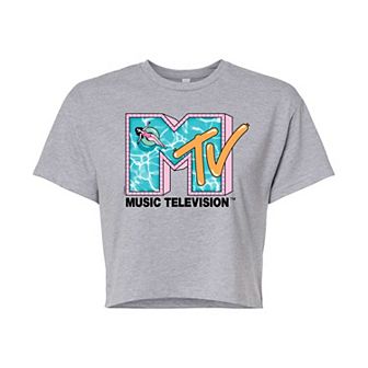 Juniors' MTV Pink Pool Cropped Tee